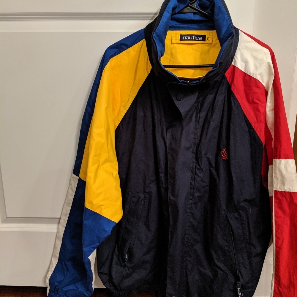 Vintage Nautica reversable cotton jacket with hood